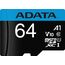  Карта памяти ADATA Micro SDXC 64GB Class10 W/A AUSDX64GUICL10A1-RA1 